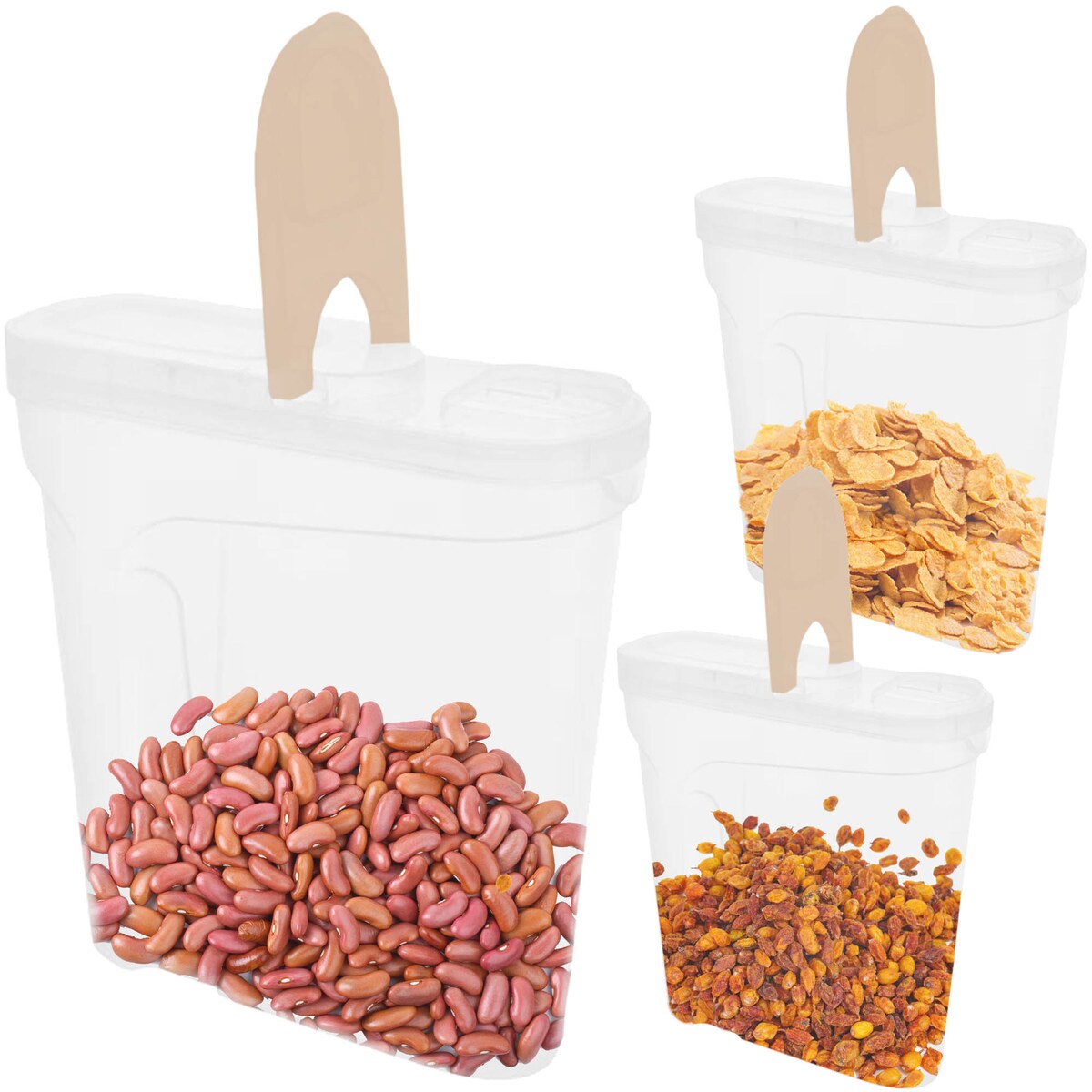 Pojemniki Na Żywność Kuchenne 3 X 2,4 L Makaron Mąkę Cukier Kaszę Sypkie