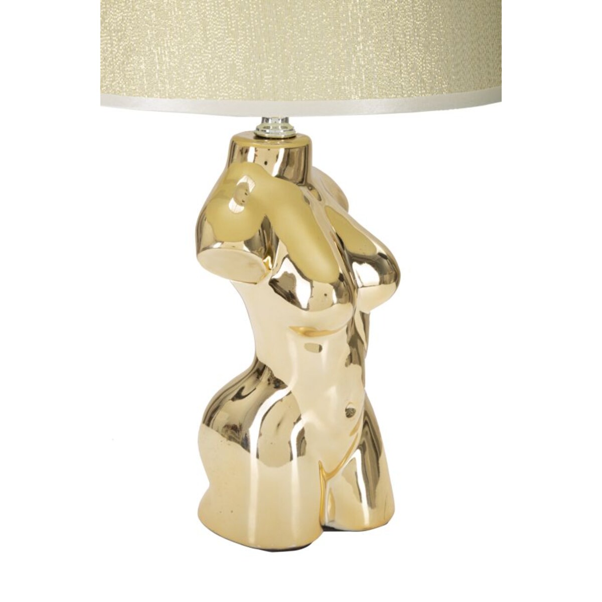 Lampa stołowa Glam Woman, kolor złoty, ceramika, żelazo i tkanina, 25 x 25 x 39,5 cm, 1 x E27, max. 40 W, motyw: postać kobieca, Mauro Ferretti
