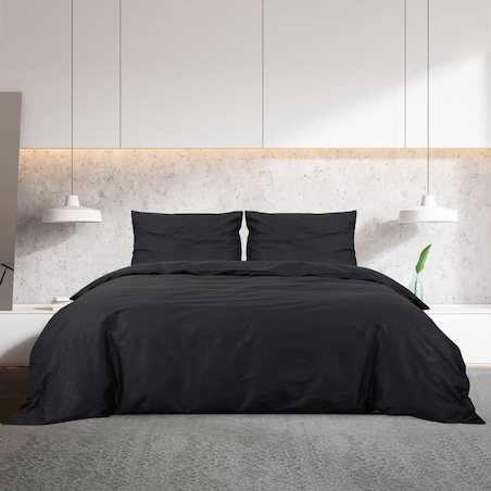 vidaXL Zestaw pościeli, czarny, 155x220 cm, lekka mikrofibra