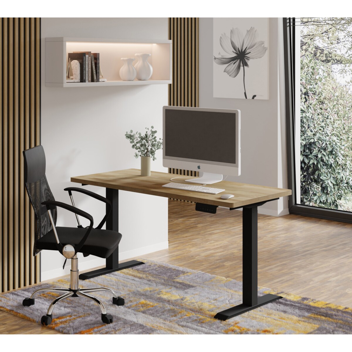 Biurko elektryczne z regulacją BIMotion 2S 140x70 czarny/dąb