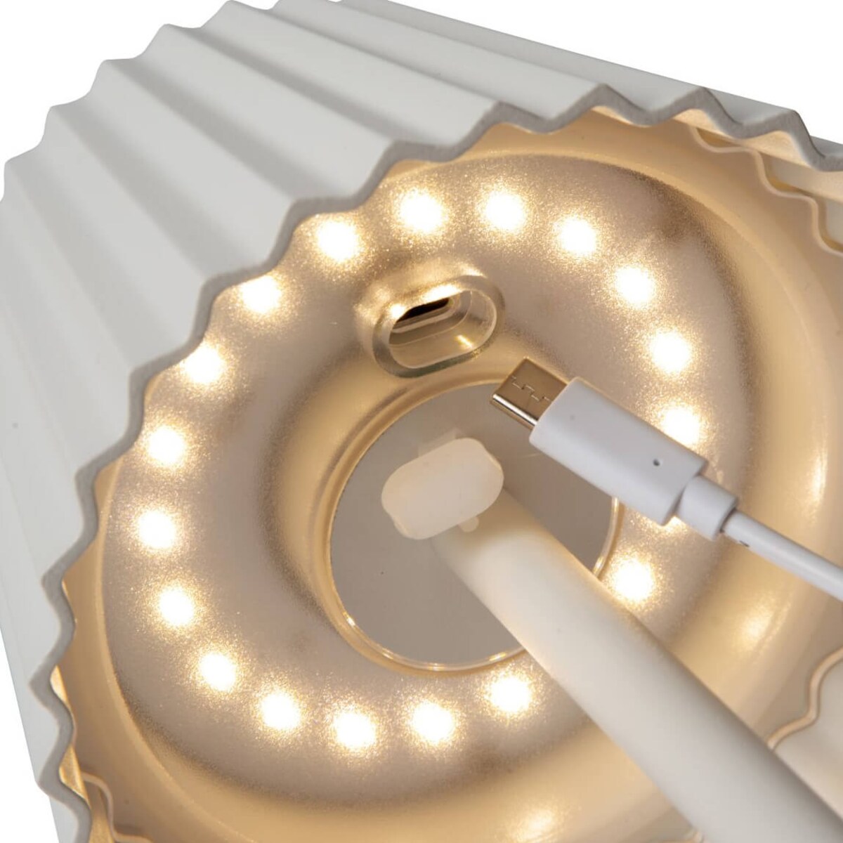 Biała lampa stojąca Justine na taras LED 2W ściemnialna