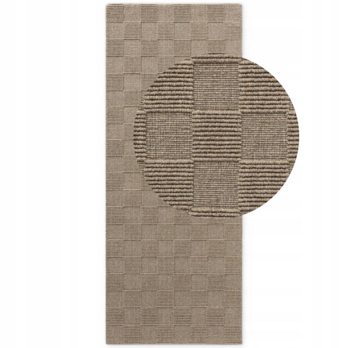 Chodnik wełniany 80x200cm, beżowy ręcznie tkany, jednokolorowy