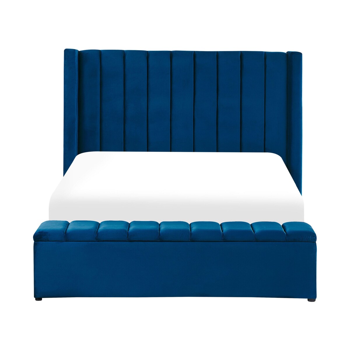 Łóżko wodne welurowe z ławką 140 x 200 cm niebieskie NOYERS