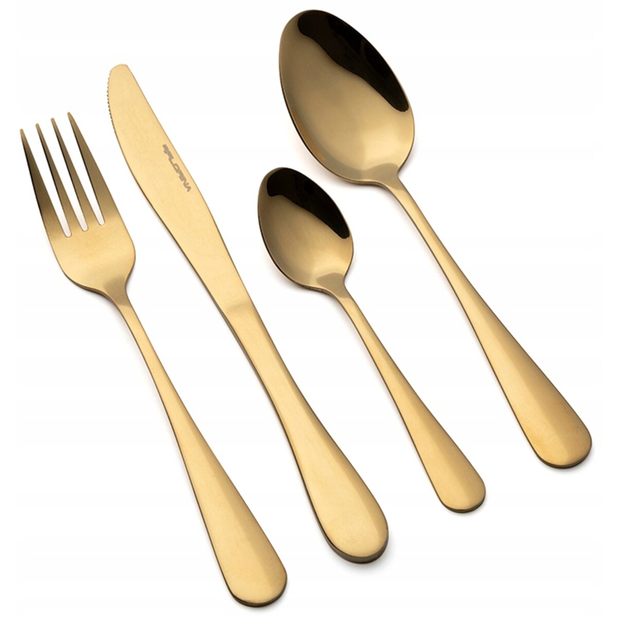 KOMPLET ZŁOTE SZTUĆCE DLA 4 osoby 16 ele widelec nóż łyżka