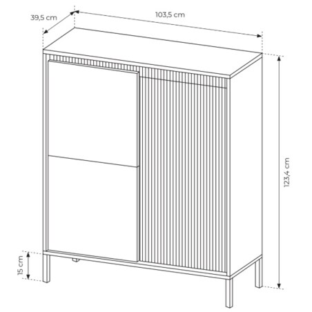 Komoda Wysoka 3D ENSO ryflowana, czarna