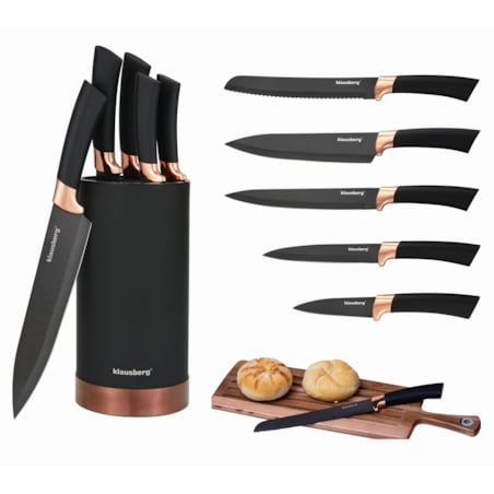 Zestaw noży kuchennych w bloku 5 elementów noże czarne KLAUSBERG