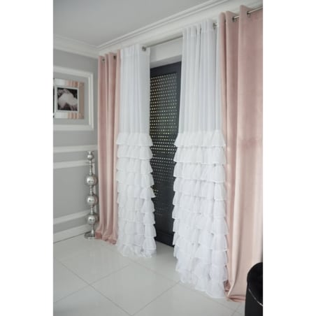 Zasłona welurowa gładka | 140x250 cm przelotki | baby pink