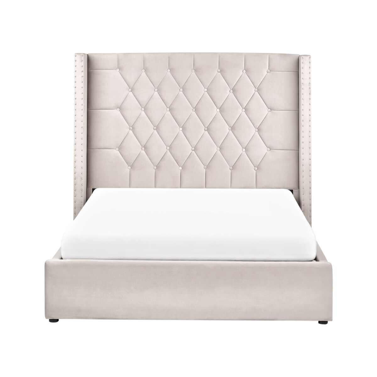 Łóżko z pojemnikiem Welur LUBBON 140 x 200 cm Beżowoszary