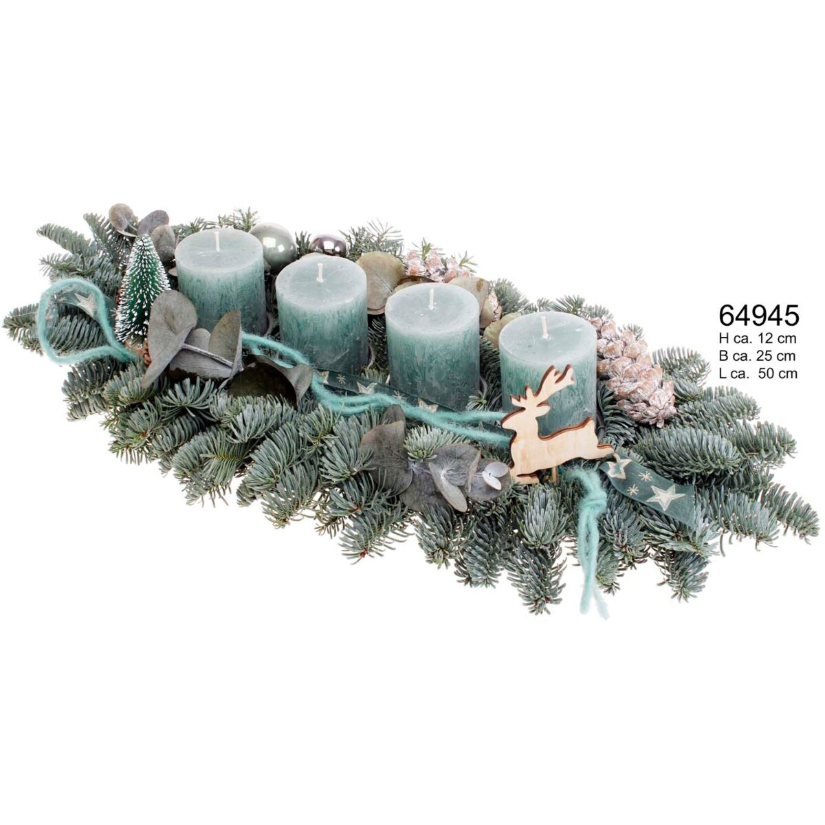 Świąteczna dekoracja stołowa z jodły Nobilis – smaragd Rustic Dł. 60–80 cm