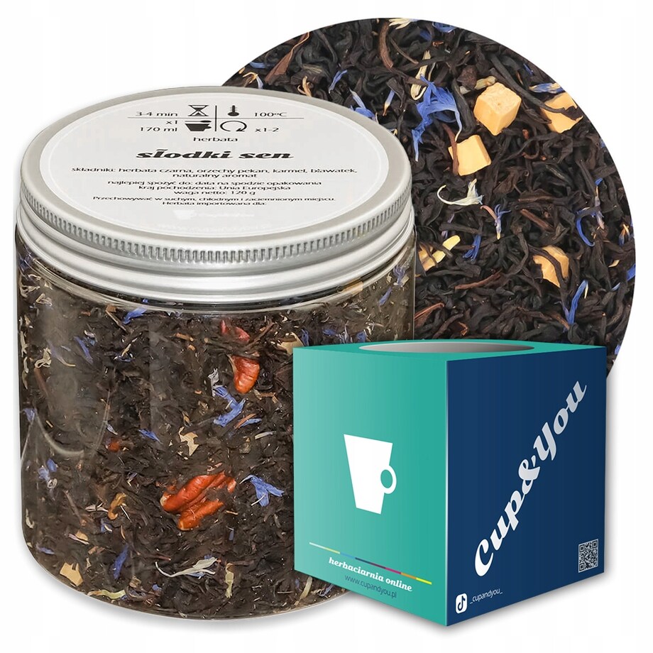 Herbata czarna sypana SŁODKI SEN o smaku orzechowo - karmelowym PREMIUM - herbata liściasta sypana mieszanka napar susz - gotowa na prezent upominek