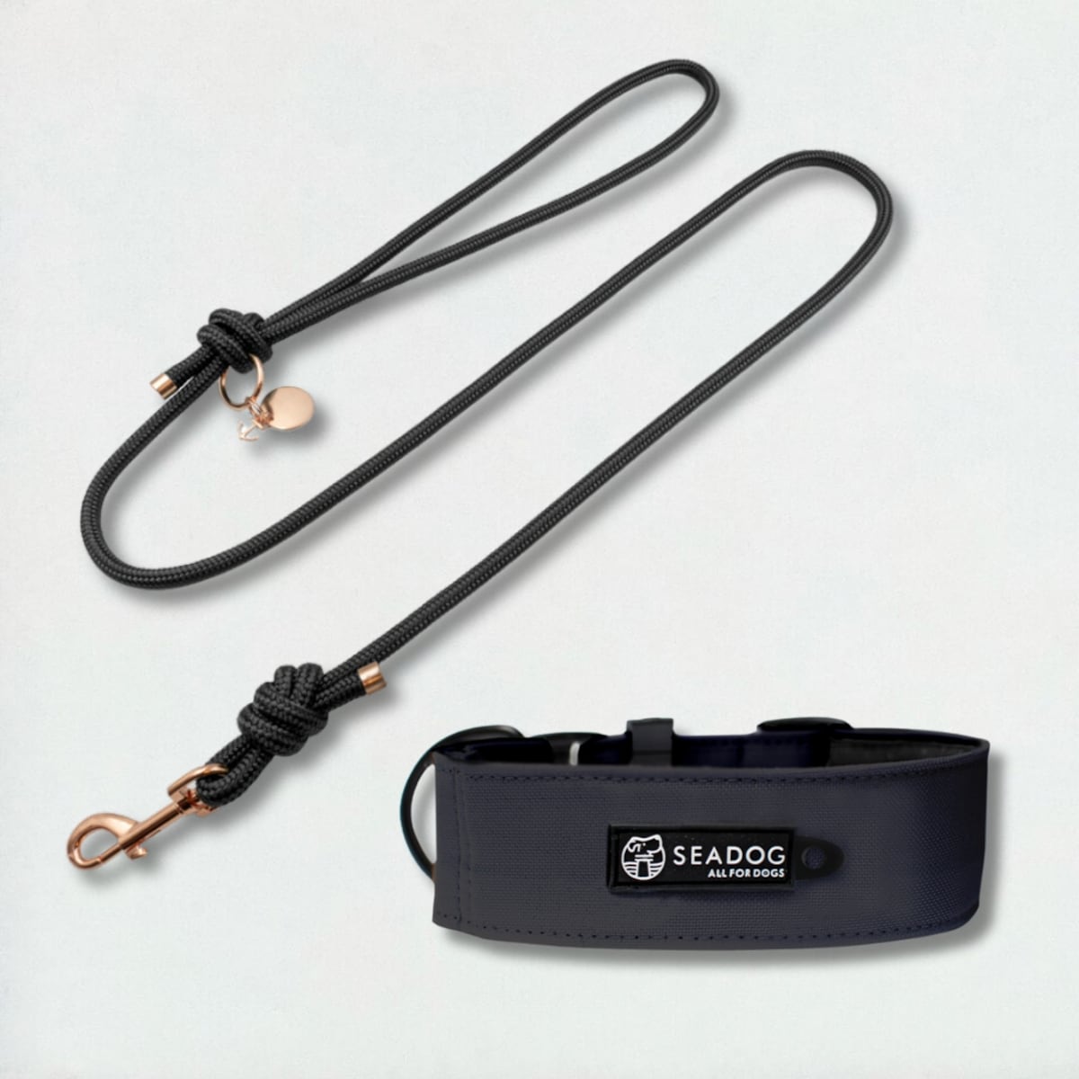 Zestaw: smycz sznurowa i szeroka obroża, rozmiar M