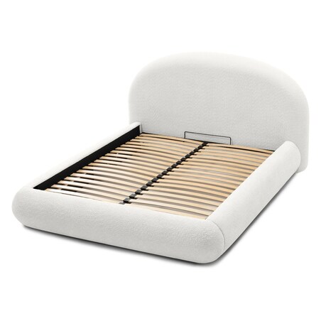 Łóżko tapicerowane 160x200 cm białe bouclé Riaci