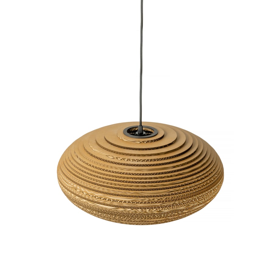 Owalna ekologiczna lampa wisząca z tektury - STONE 45