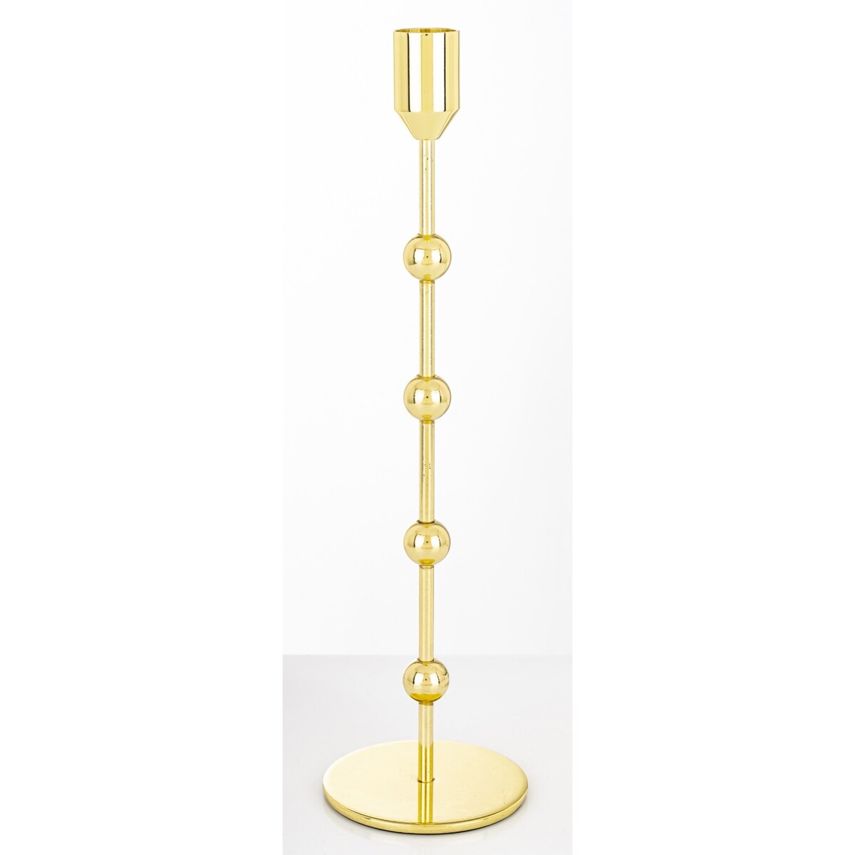 Świecznik metalowy złoty 29x8 x8 cm SOTILLE z 4 kulkami