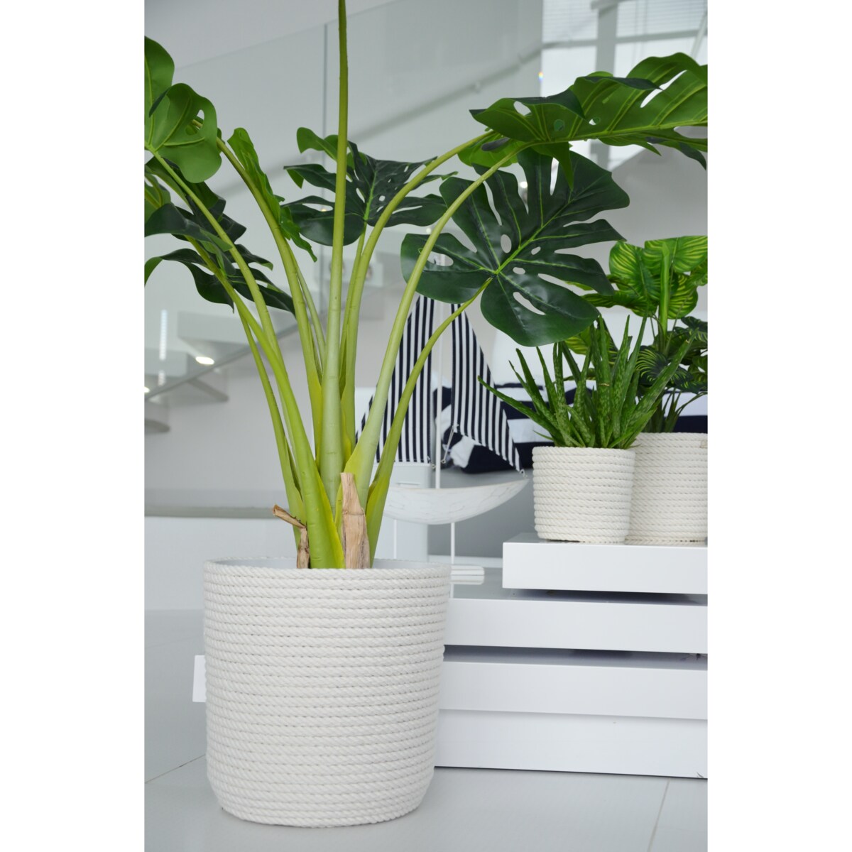 35 BOHO gruby sznurek lina BIAŁA BAWEŁNA naturalna osłonka na doniczkę koszyk z trawy plecionej styl skandynawski etno loft marynistyczny wzór 35/BB16