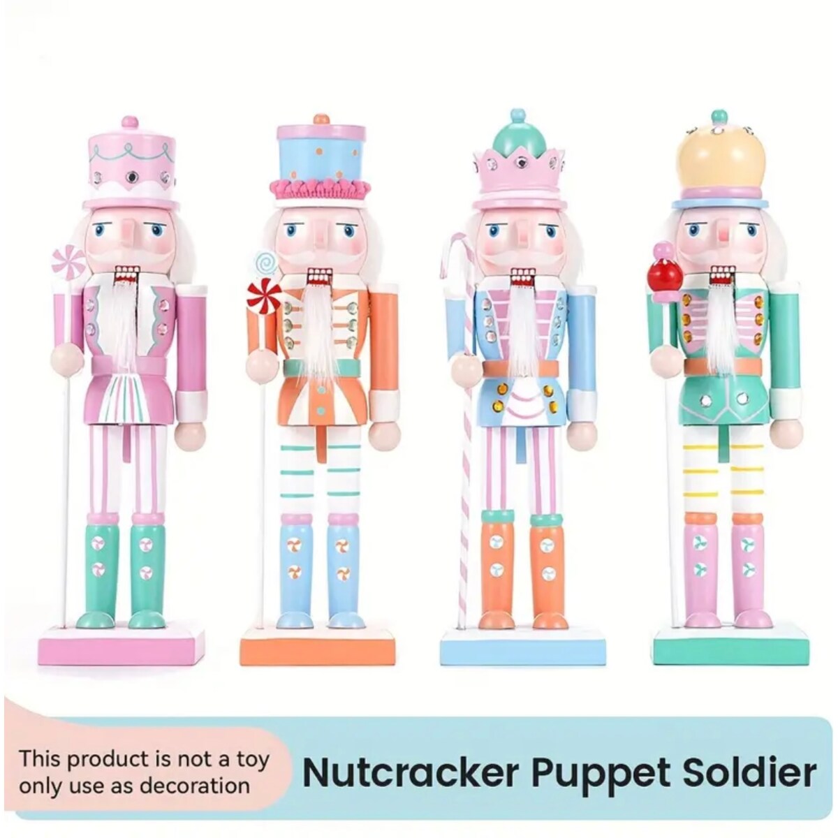 Dziadek do orzechów PASTELOWY pomarańczowy figurka świąteczna 25 cm