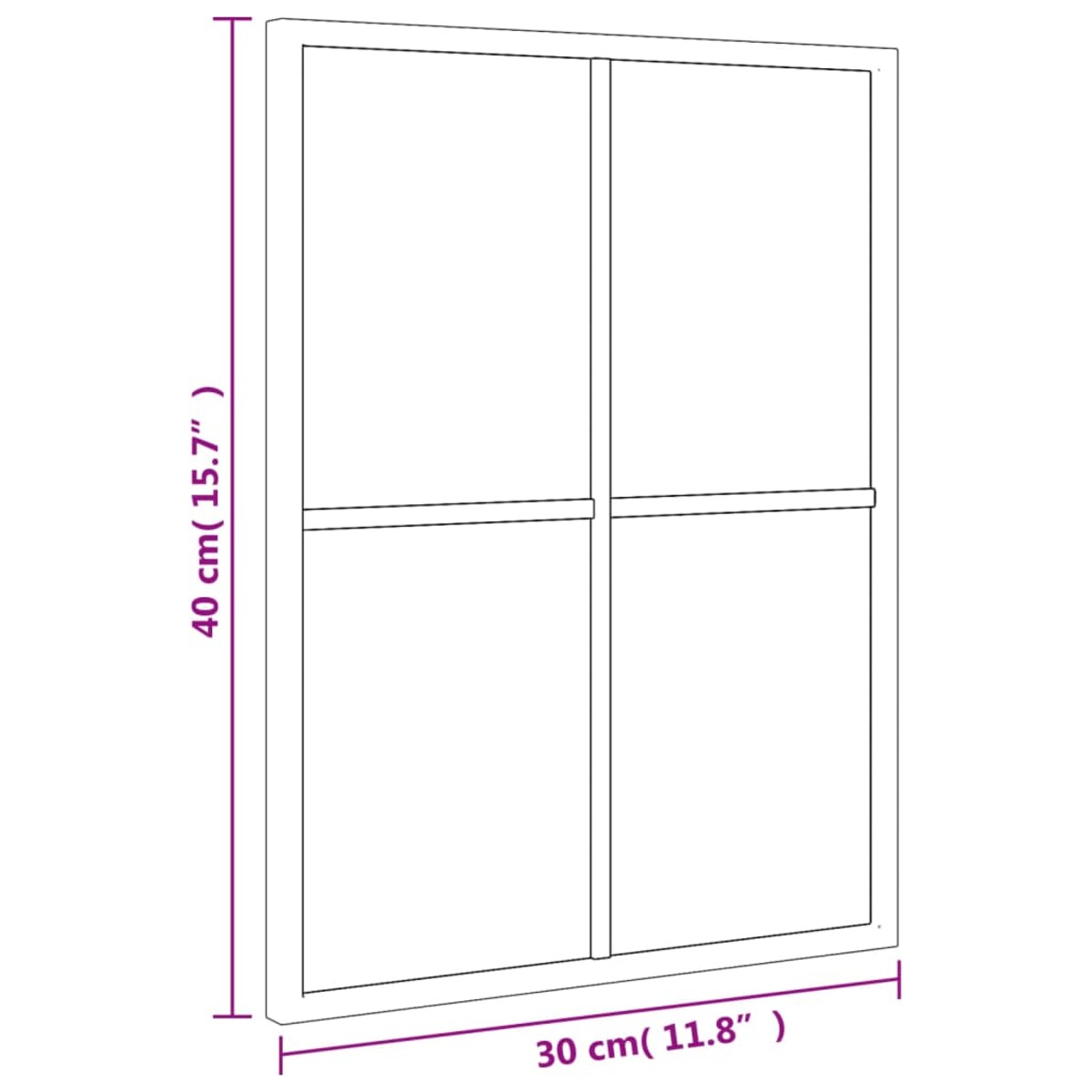 vidaXL Lustro ścienne, czarne, 30x40 cm, prostokątne, żelazo