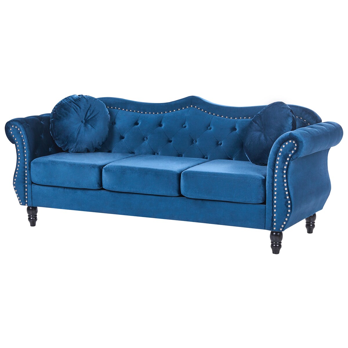 Sofa dla 3 osób SKIEN Welur Granatowy