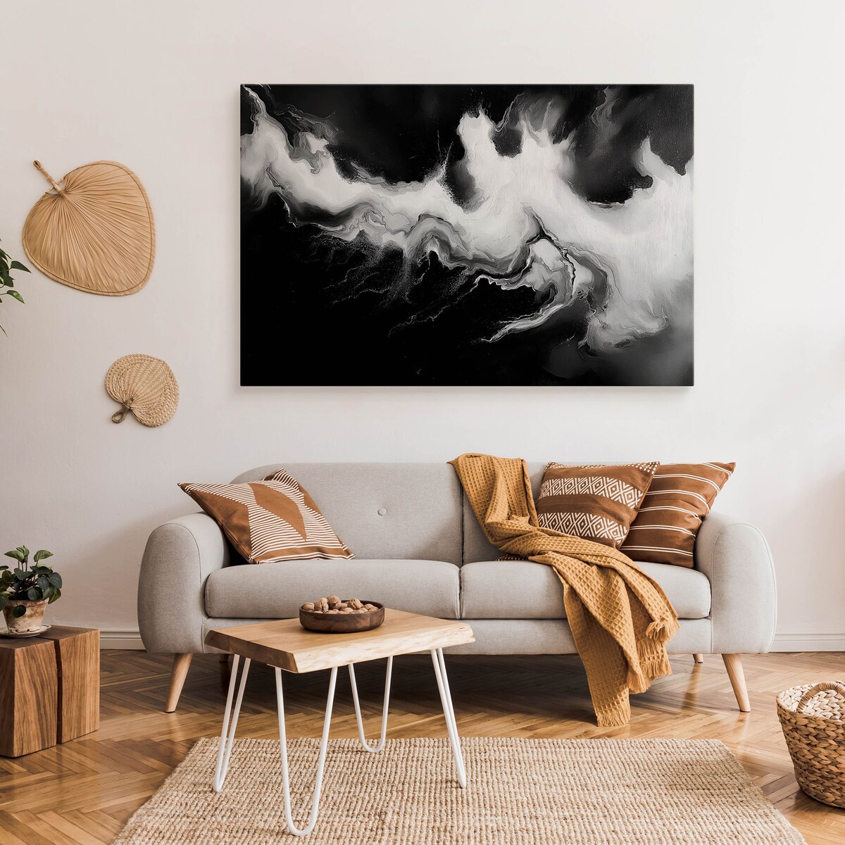 Obraz Na Płótnie Do Salonu Czarny Marmur Abstrakcja Styl Glamour 70x50cm