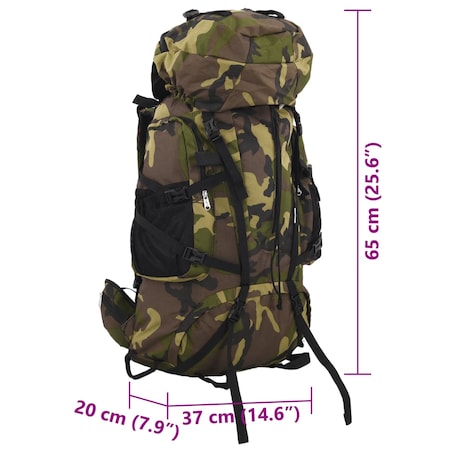 vidaXL Plecak turystyczny, zielone moro, 60 L, tkanina Oxford