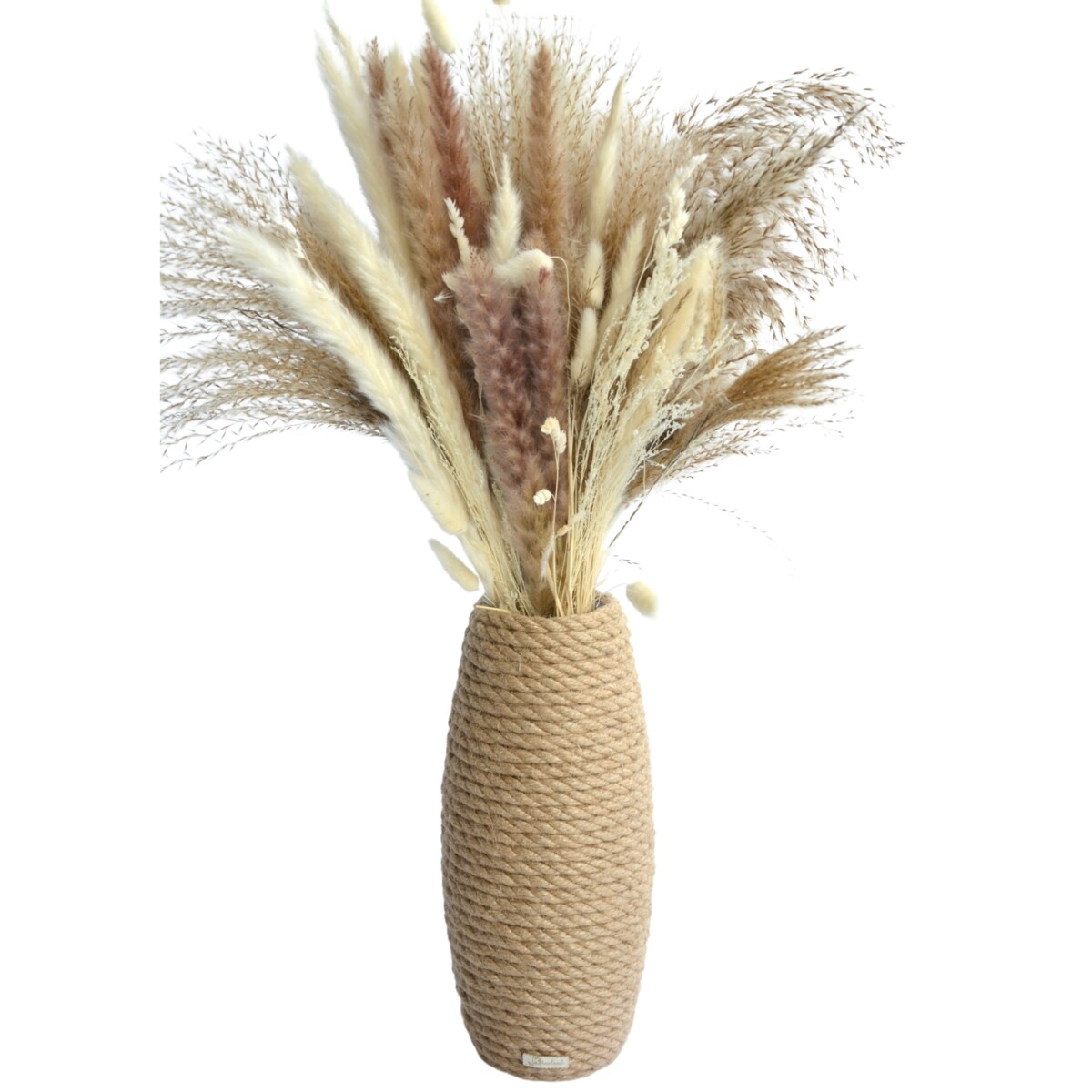 Wazon REGINA w stylu BOHO jutowy do suszonej trawy i kwiatów * pleciony sznurek jutowy naturalny do trawy pampasowej kompozycji h 31 cm styl skandynawski