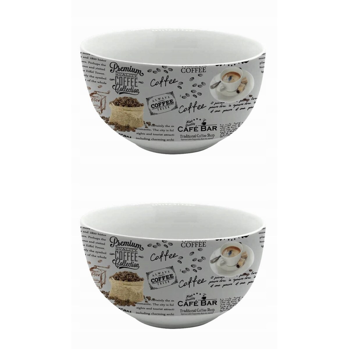 MISKA miseczka na preznt gift śniadanie zupę WZÓR kawa 2 szt komplet