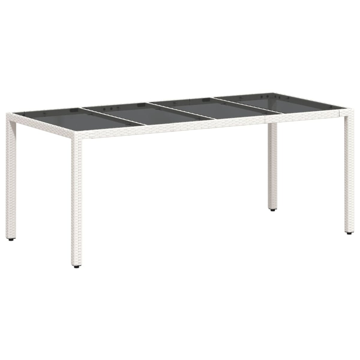 vidaXL Stół ogrodowy ze szklanym blatem, biały 190x90x75 cm, rattan PE