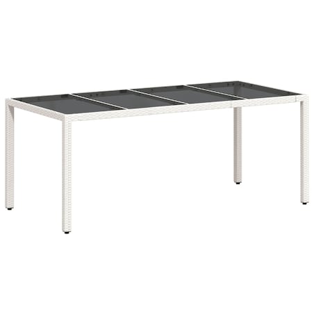 vidaXL Stół ogrodowy ze szklanym blatem, biały 190x90x75 cm, rattan PE