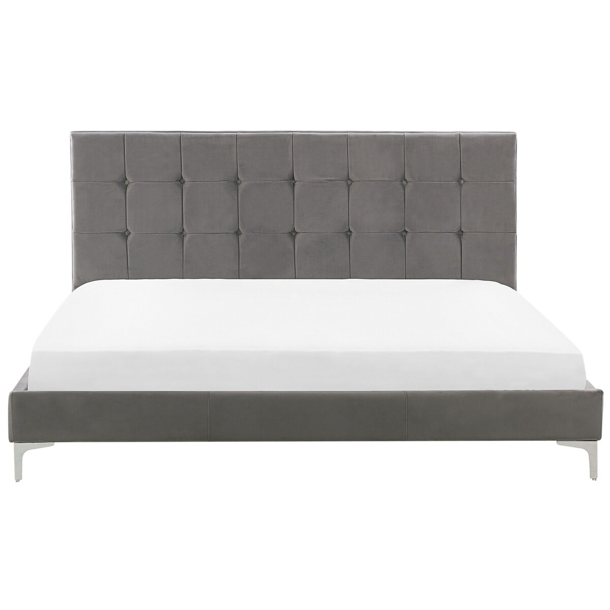 Łóżko welurowe 180 x 200 cm szare AMBERT