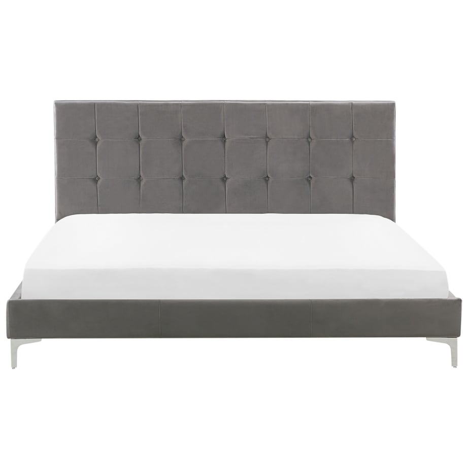 Łóżko welurowe 180 x 200 cm szare AMBERT