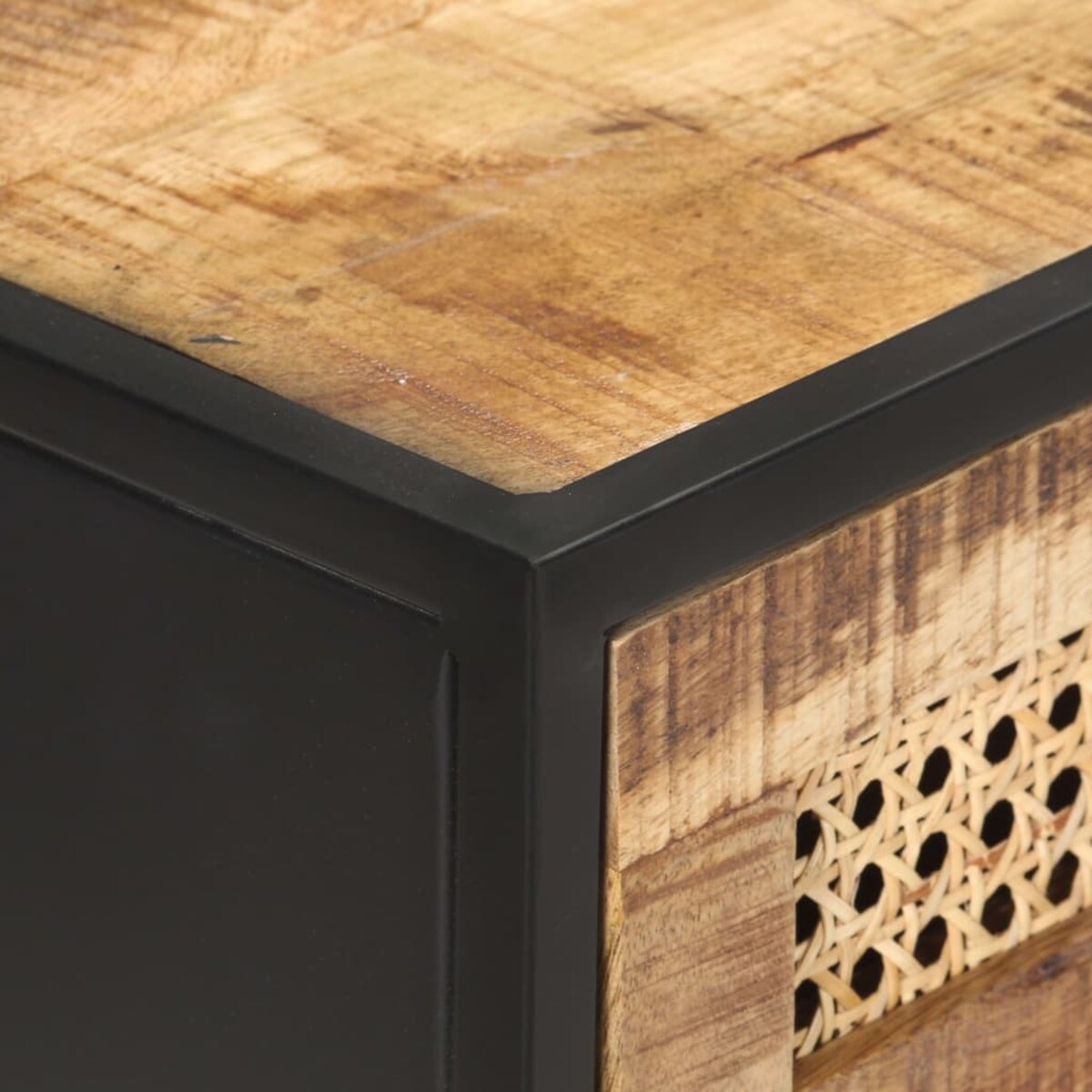 vidaXL Stolik konsolowy, 100x35x75 cm, surowe drewno mango i trzcina