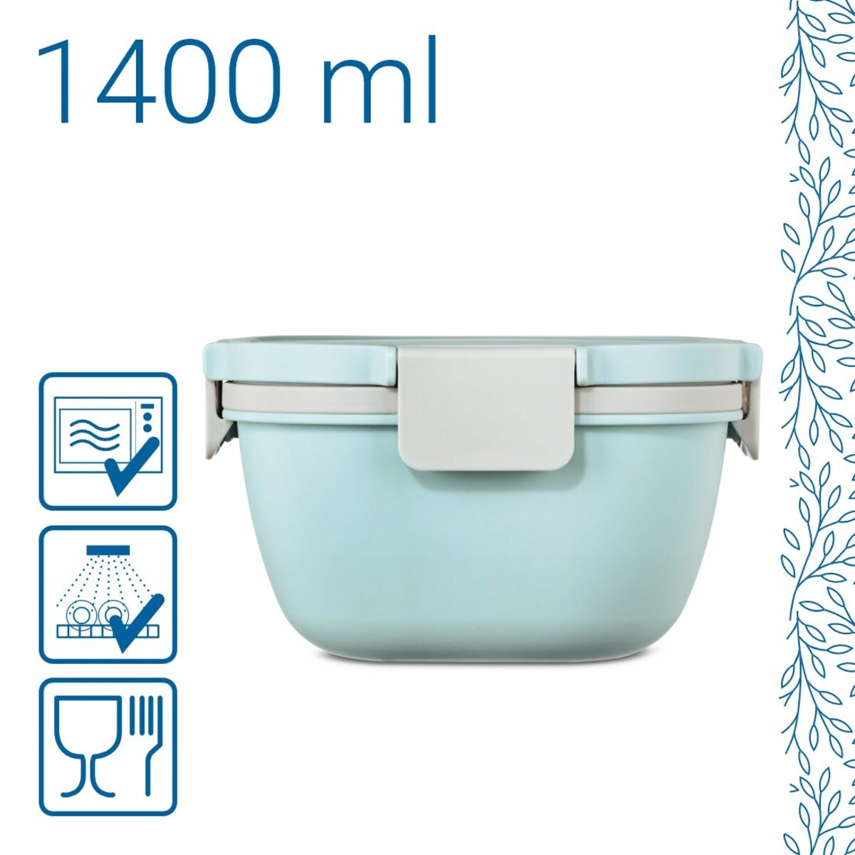 XAVAX pojemnik na żywność 1,4l lunchbox 3 komory + widelec, do zmywarki