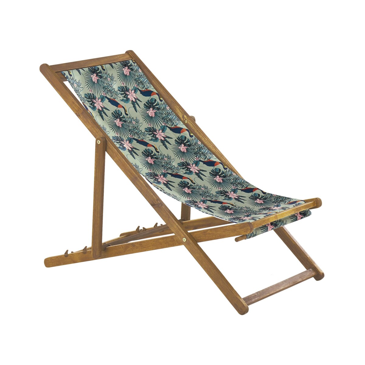 Zestaw 2 leżaków ogrodowych jasne drewno akacjowe wzór w pelikany ANZIO