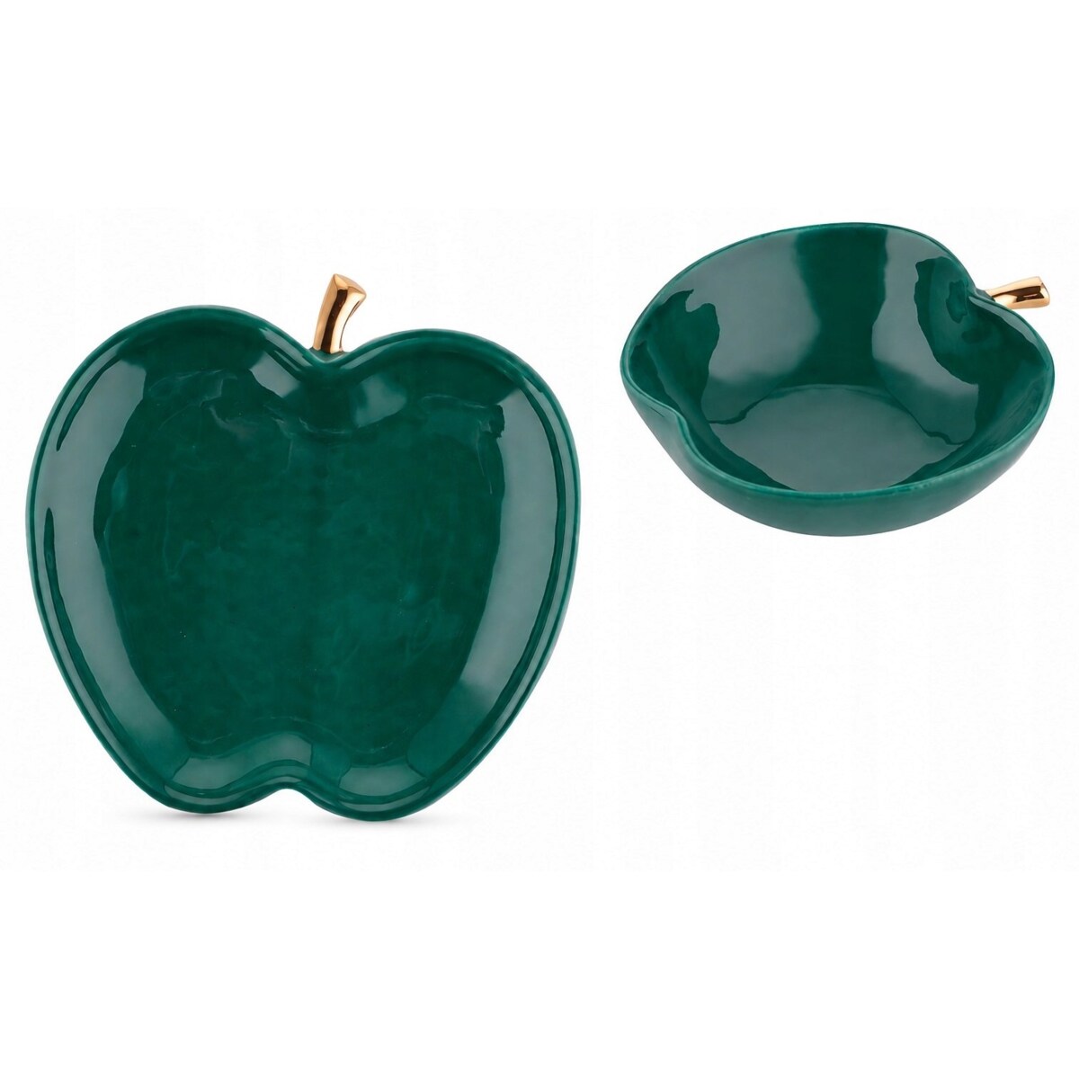 Talerz Dekoracyjny Jabłko Zielony Miska Ozdobna Glamour Ceramiczna 13cm