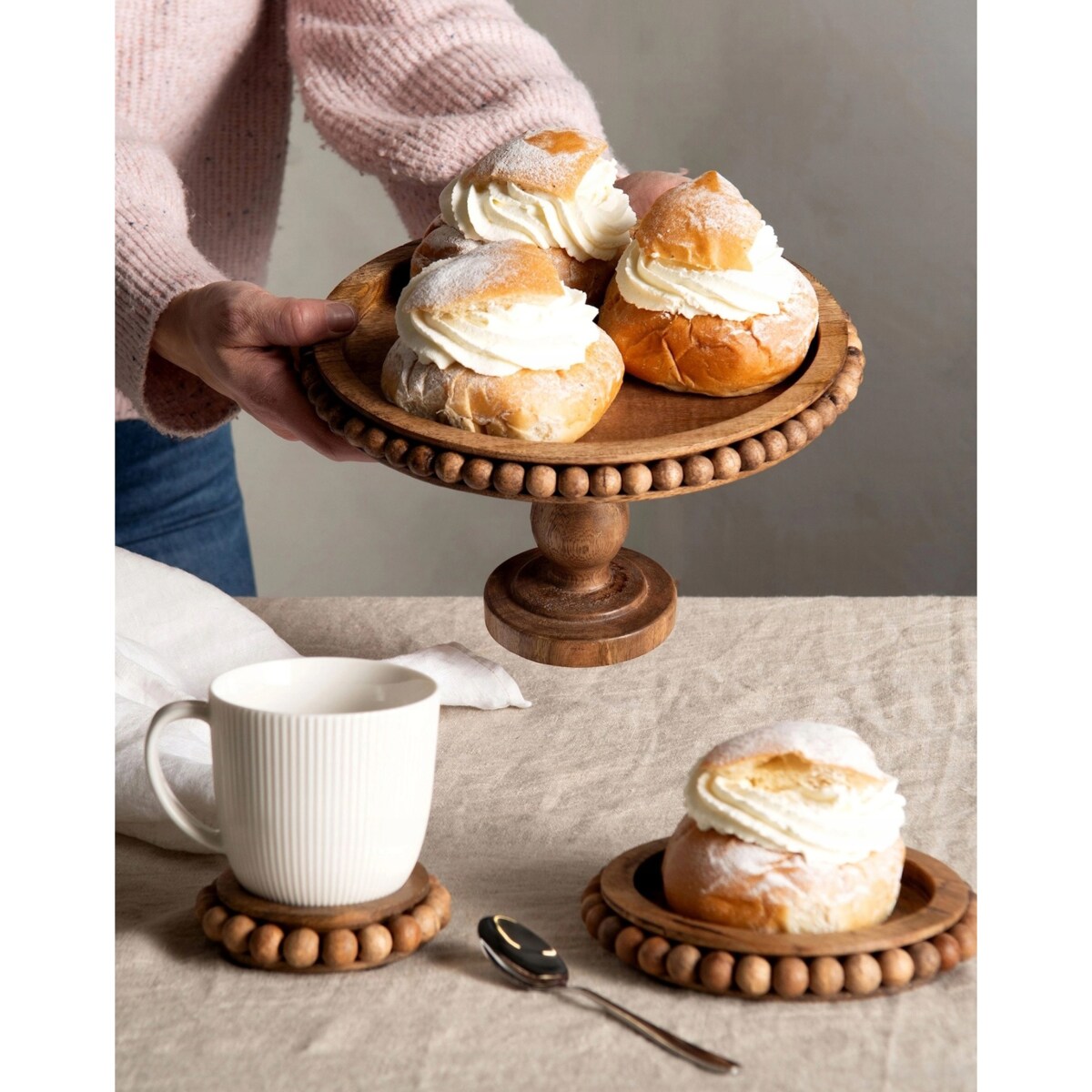 PATERA NA OWOCE WARZYWA BABECZKI CIASTO DREWNIANA MANGO BOHO DO DOMU 30cm