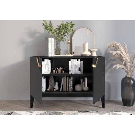 Drewniana komoda Visby DEMI LONG 2D / kolor czarny / szer. 100,5 cm