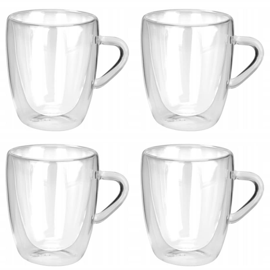 KUBEK szklanka filiżanka termiczna 4 szt 280 ml podwójna ścianka na kawę