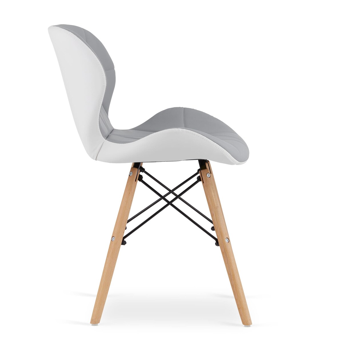 Krzesło Do Jadalni Kuchni Salonu Lago Ekoskóra - Szaro-Białe X 4