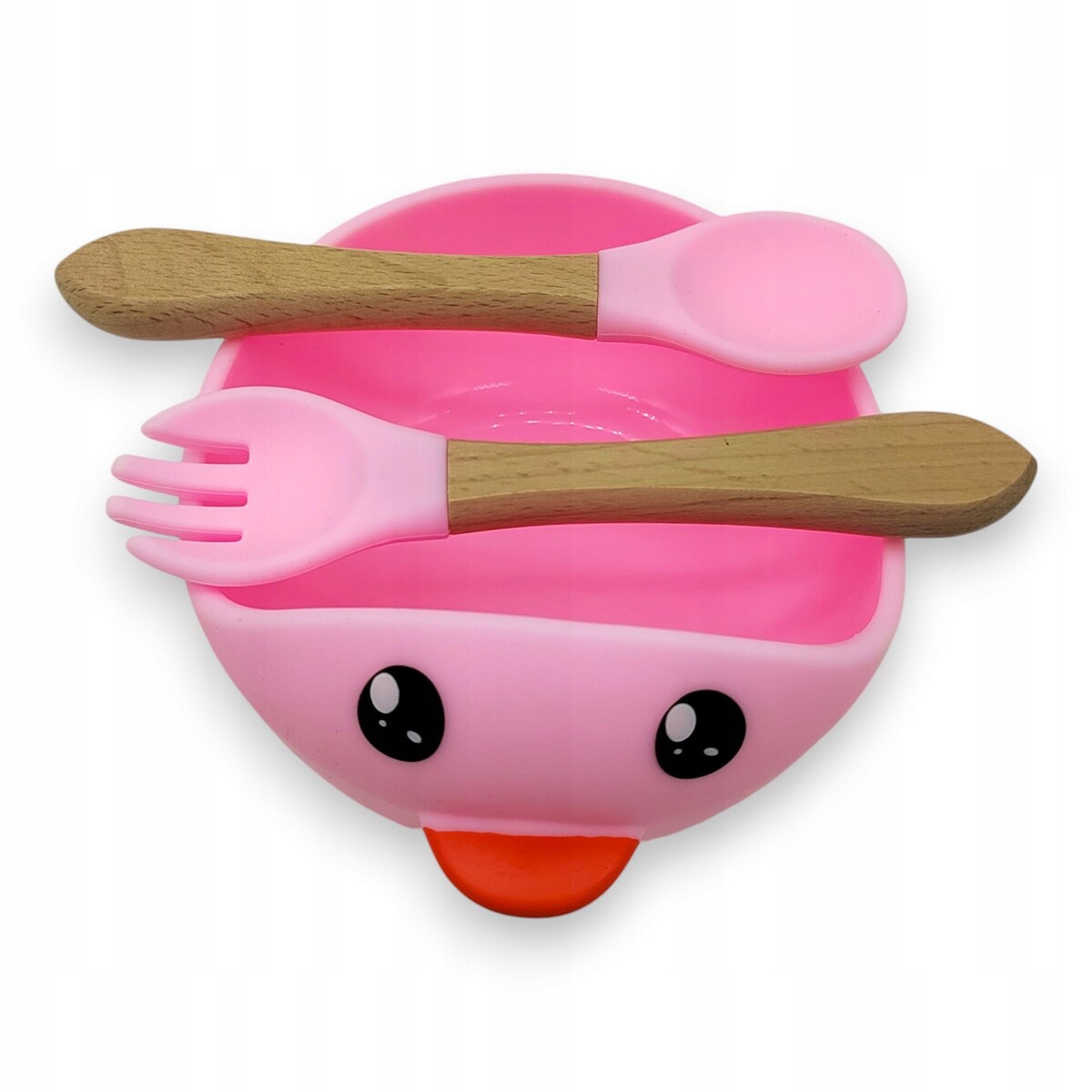 Miseczka z przyssawką silikonowa dla dziecka na przekąski łyżka widelec BLW