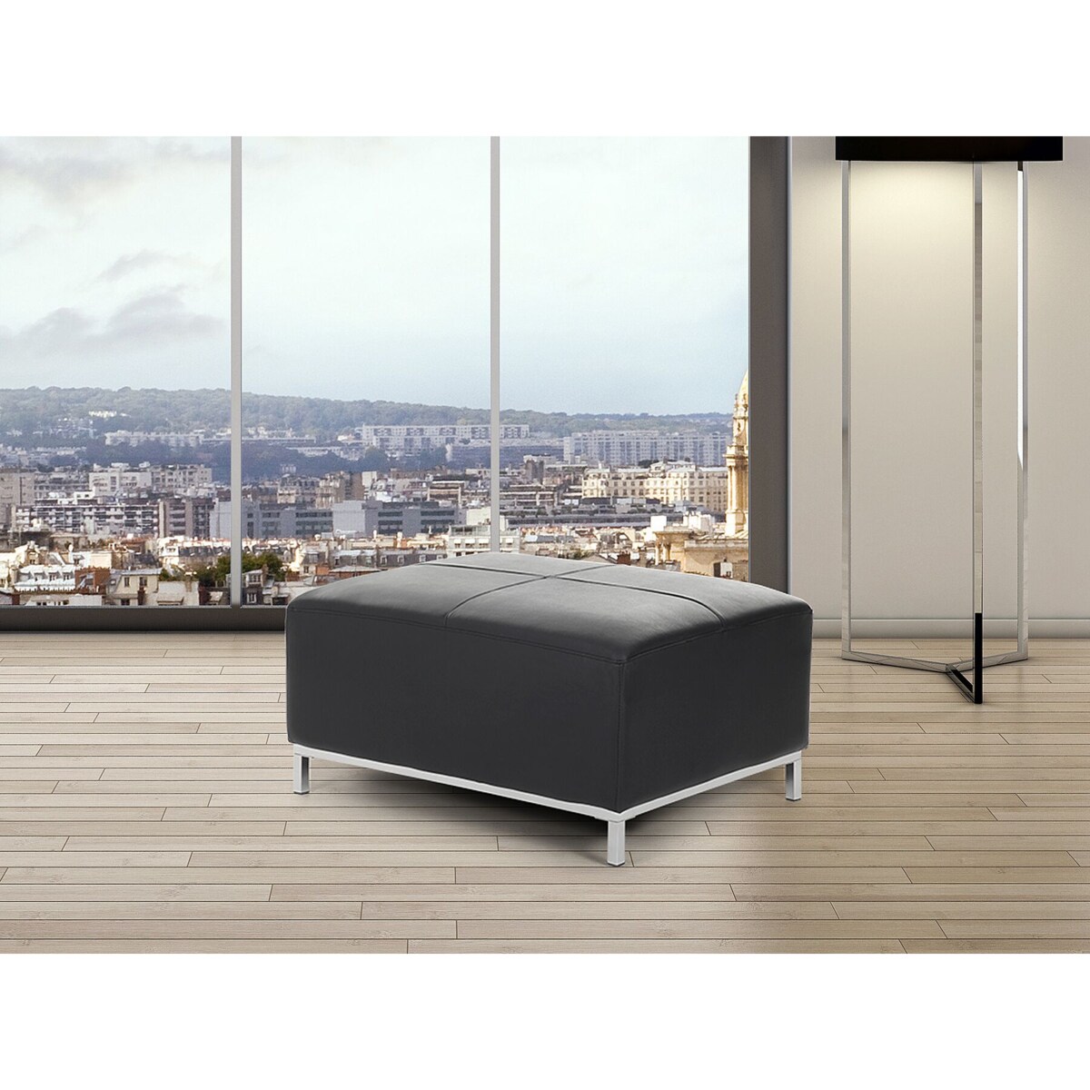 Otomana skórzana czarna OSLO