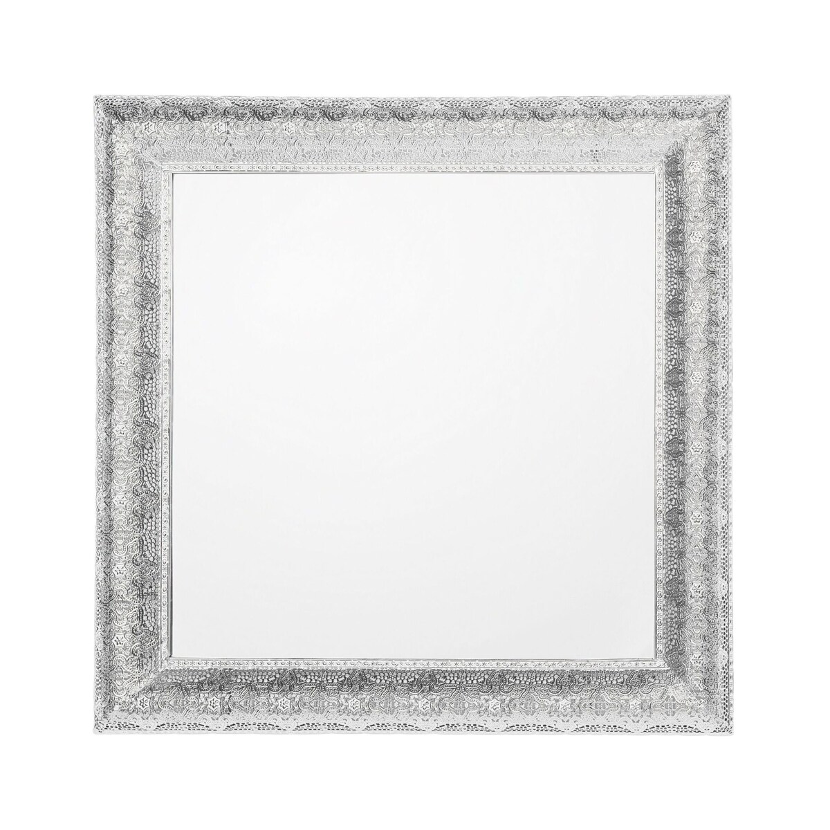 Metalowe lustro ścienne 65 x 65 cm srebrne CAVAN