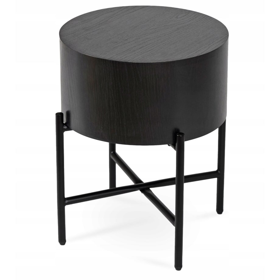 Stolik Kawowy Okrągły Mały Loft Ława Do Salonu Sypialni Czarna CEVES