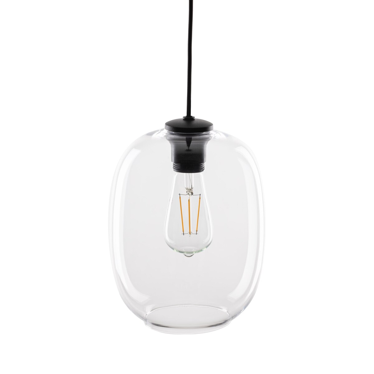 Lampa wisząca ELIO TRANSPARENT TK Lighting czarna z przezroczystym kloszem E27 regulowana wysokość do salonu kuchni