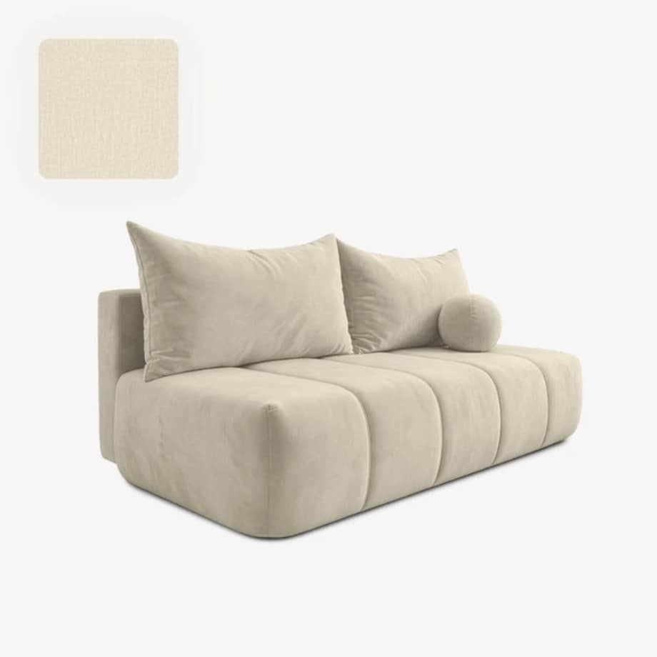 Sofa rozkładana 2-osobowa z funkcją spania do salonu kremowa SARIA