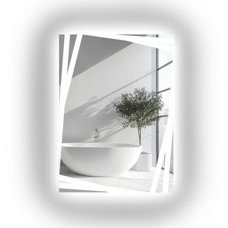 Prostokątne lustro z piaskowanym dekoracyjnym podświetleniem – CARDS LED