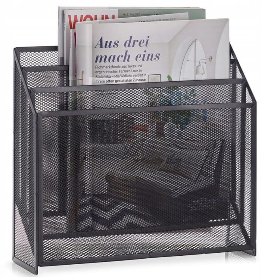 Klasyczny Kosz Gazetnik Gazety Czasopisma Organizer Stojący Czarny Zeller