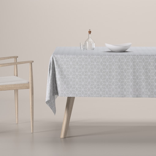 Obrus prostokątny 130 x 160 cm wzór sześcianów na szarym tle