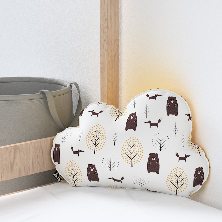 Poduszka Soft Cloud z minky, ecru-brązowy, 55x15x35cm, Magic Collection