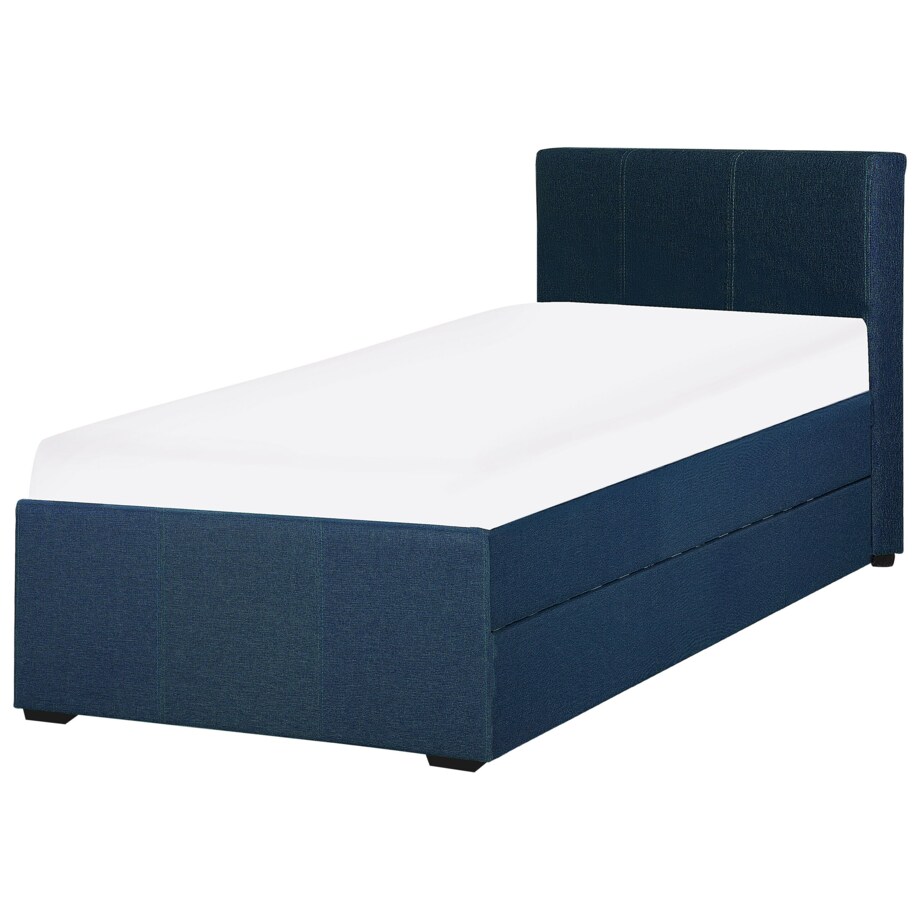 Łóżko wysuwane tapicerowane 90 x 200 cm niebieskie MARMANDE