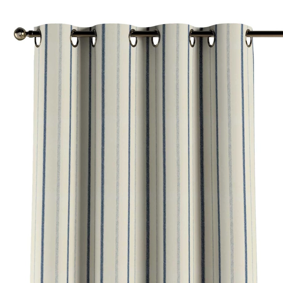 Zasłona na kółkach 1 szt. 130x260 niebieskie paski na tle ecru